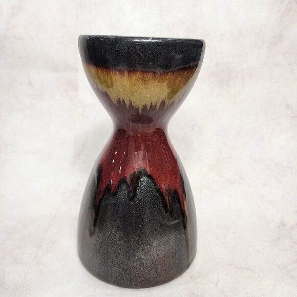 3 Pier 1 Imports 8.5"/11.5" Pillar Candle Holder Glaze Ceramic Gold Brwn Red Blk - Picture 12 of 14